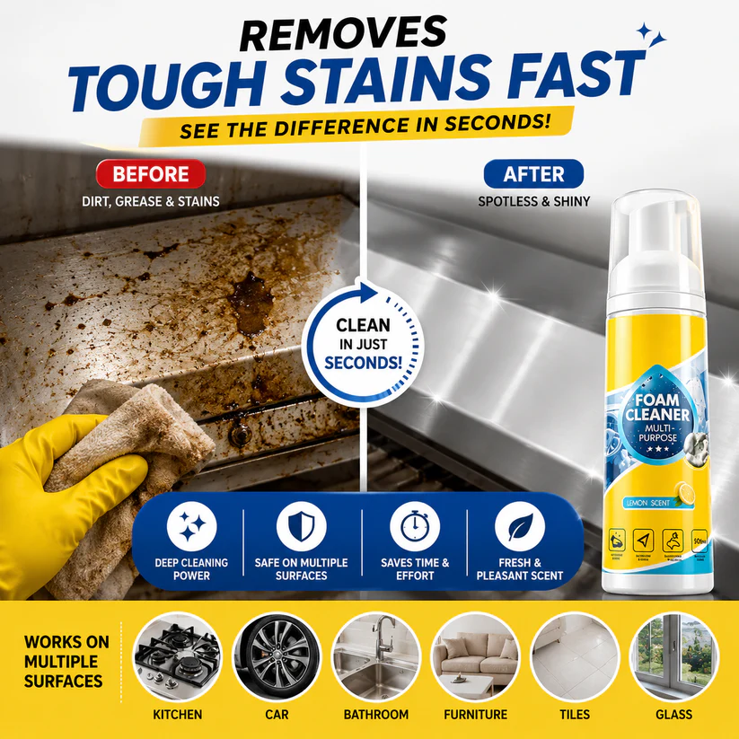 🚨 FINAL DAY: Buy 3 Get 3 FREE! Ultimate Car & Kitchen Foam Cleaner 🚗🍳
