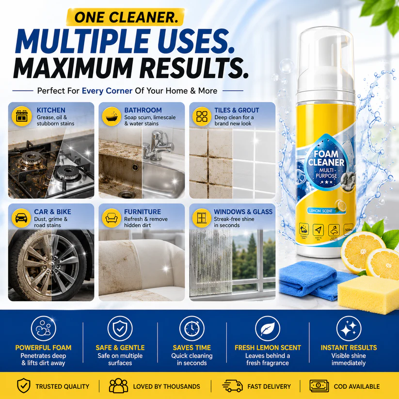 🚨 FINAL DAY: Buy 3 Get 3 FREE! Ultimate Car & Kitchen Foam Cleaner 🚗🍳
