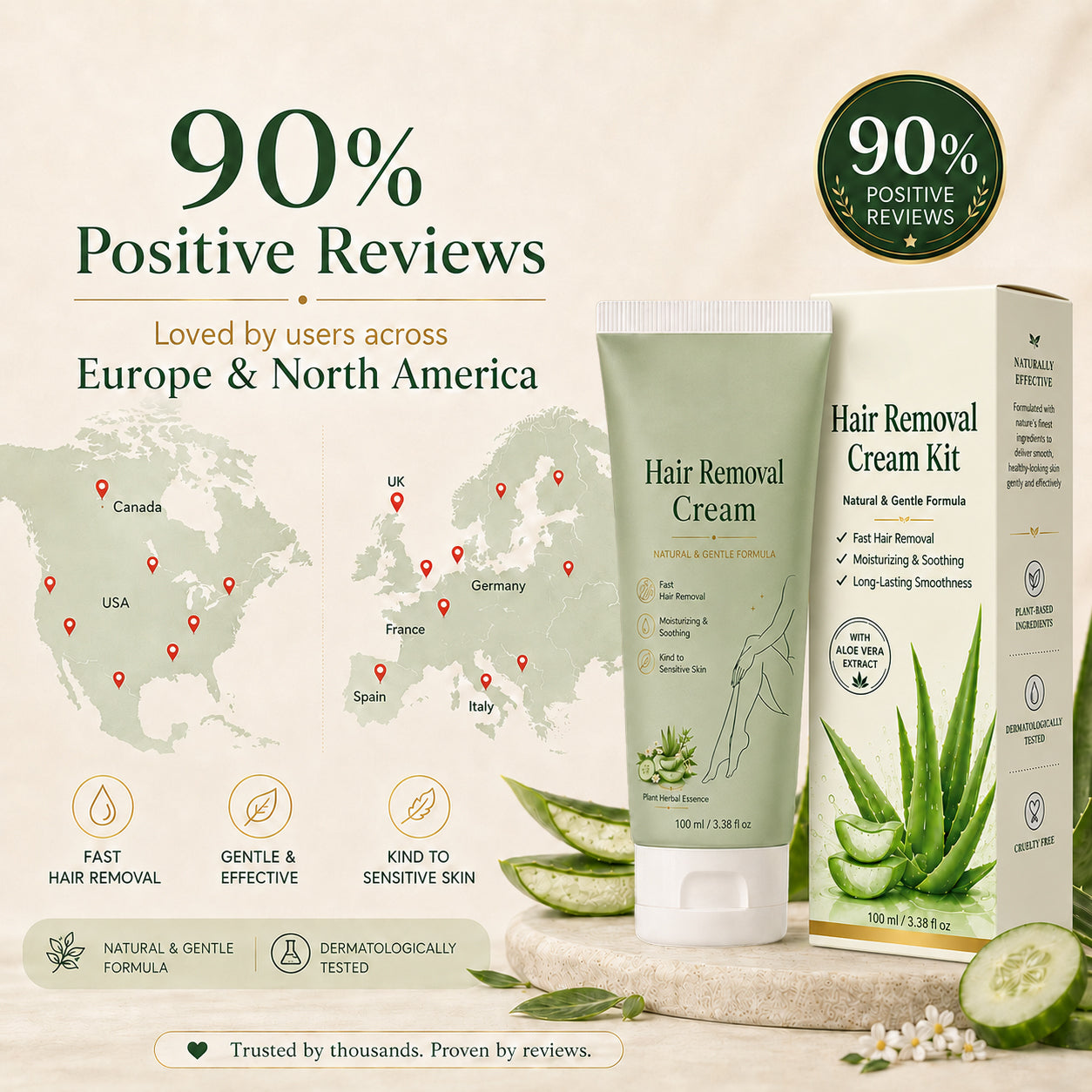 SlimXify™ Natural Gentle Hair Removal Cream | For Women & Men, Sensitive Skin