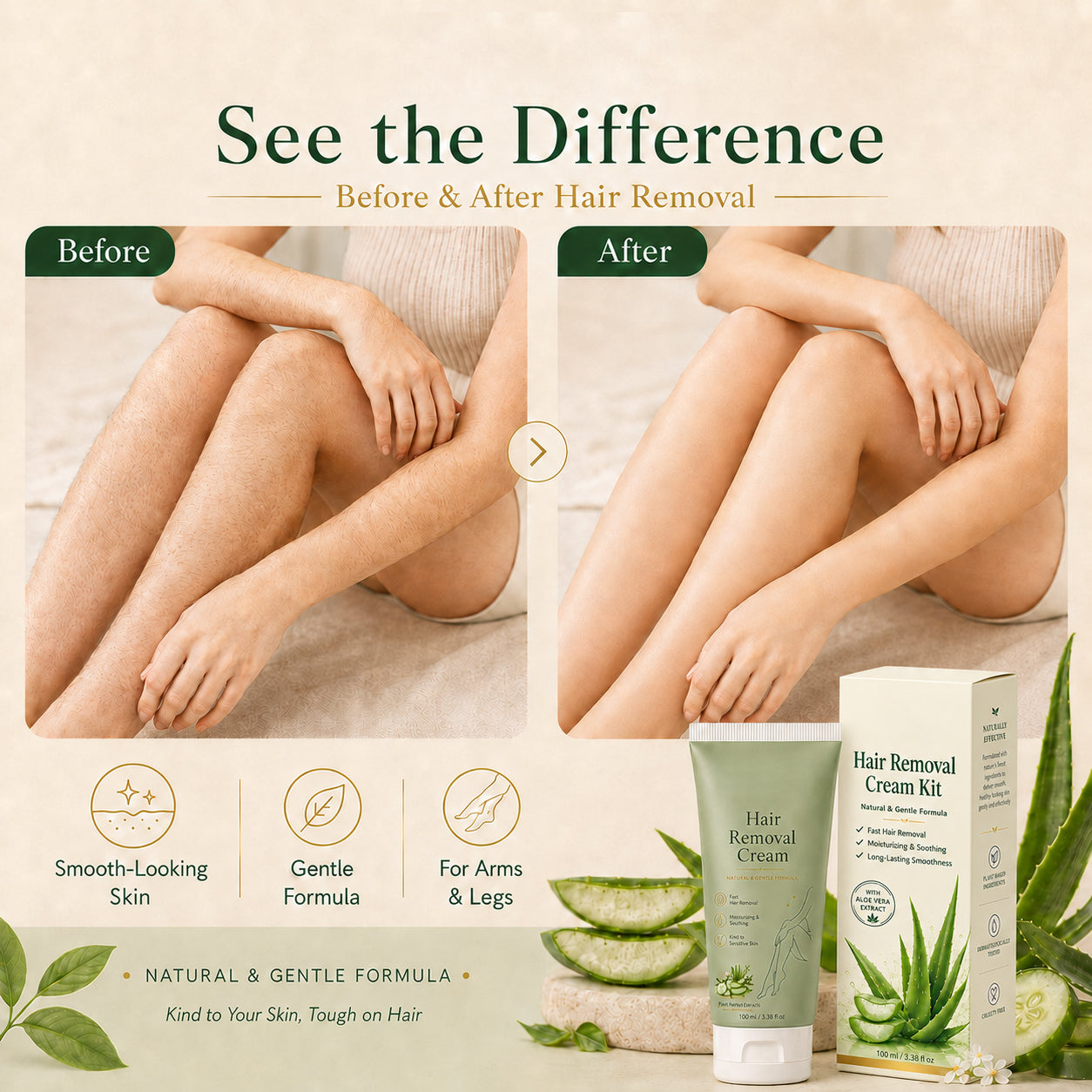 SlimXify™ Natural Gentle Hair Removal Cream | For Women & Men, Sensitive Skin