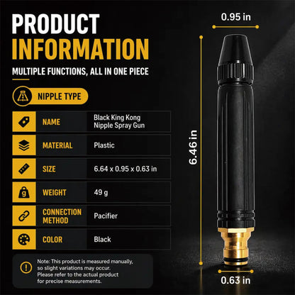Heavy Duty Hose Nozzle with Adjustable Spray Patterns for Car Washing and Garden Watering