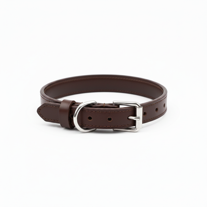Variant 1 – Dark Brown leather dog collar with gold hardware