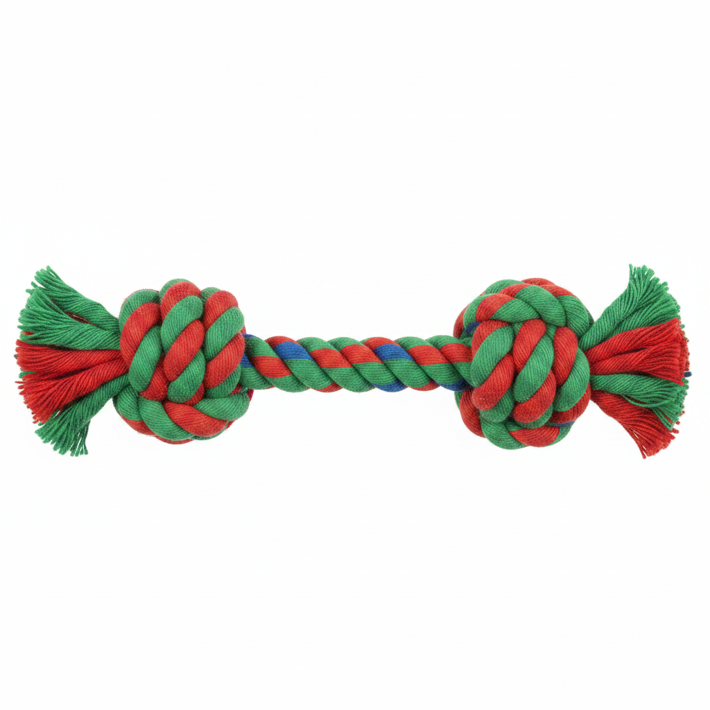 Variant 2 – Red & Green double knot rope toy
