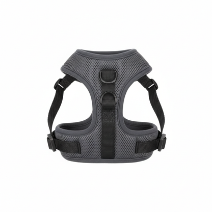 Variant 3 – Charcoal Grey padded mesh dog step-in harness, flat lay