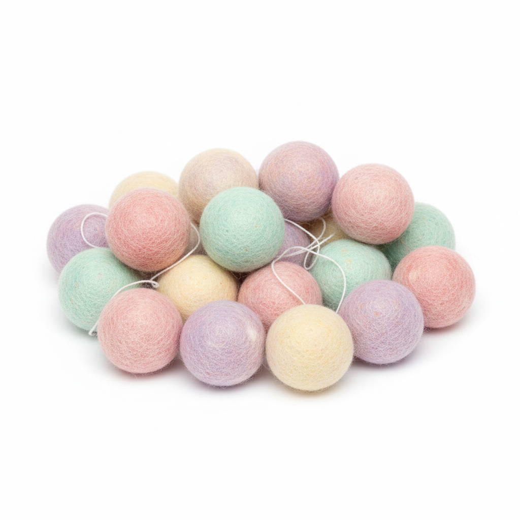 Variant 3 – Pastel mixed tones felt wool cat ball toy set