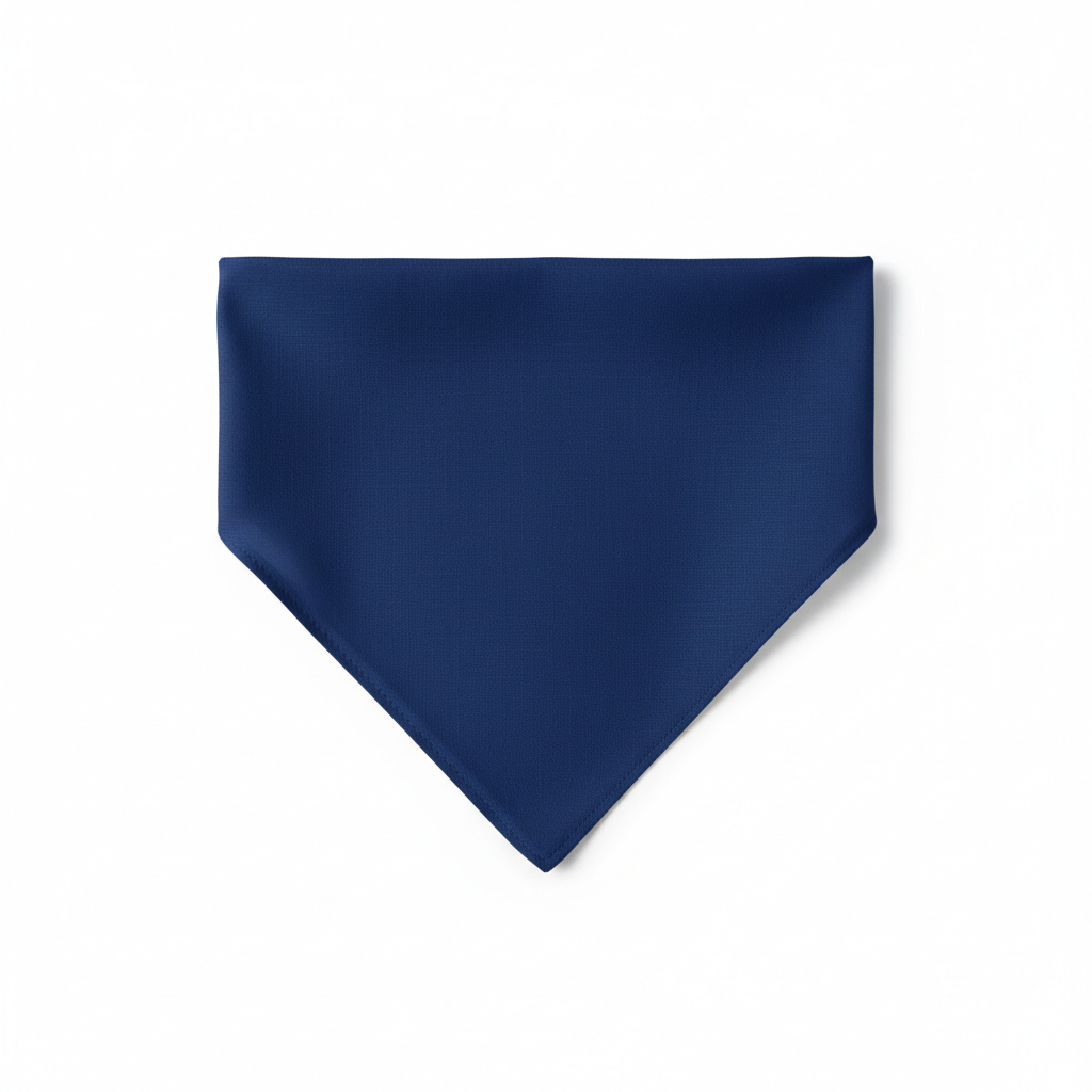 Variant 2 – Navy Blue cotton pet bandana, flat lay