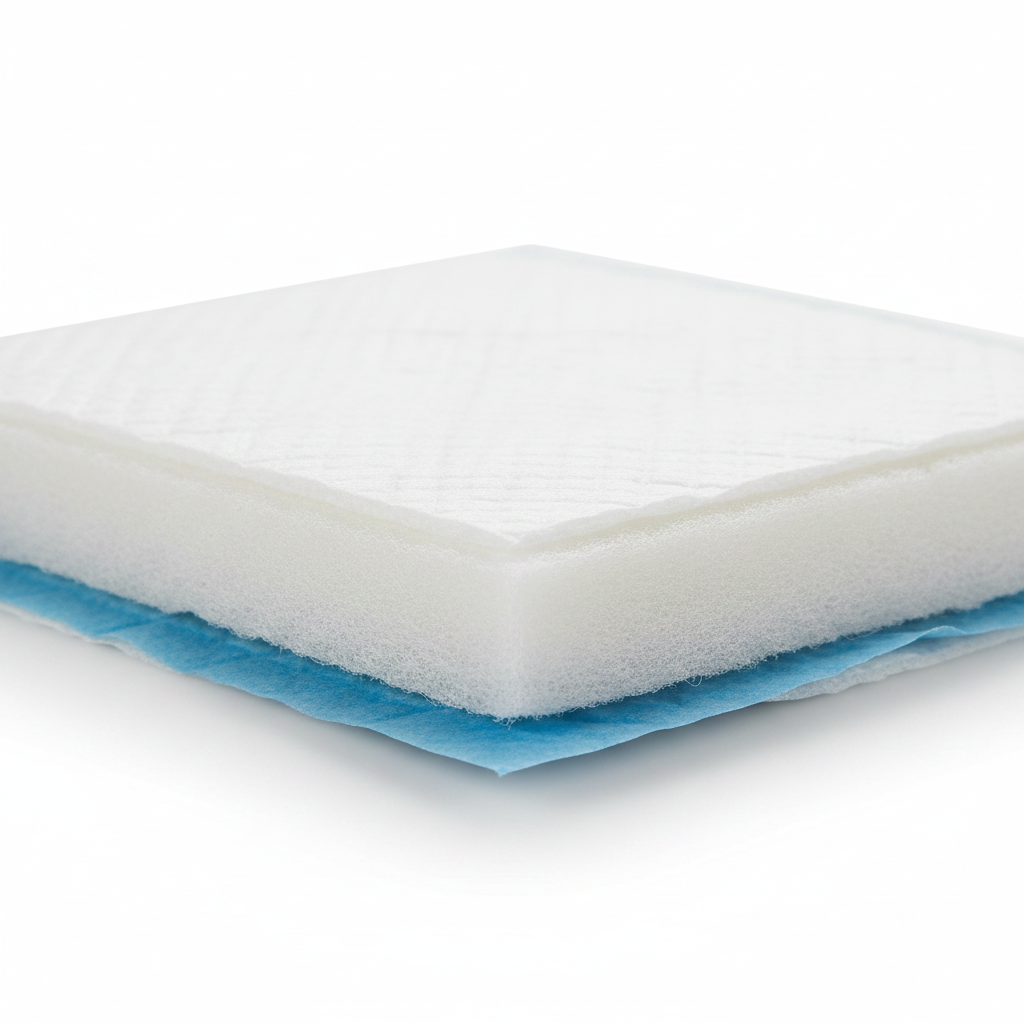 Cross-section view showing 5-layer construction of disposable pet training pad