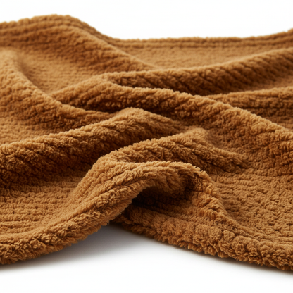 Close-up of caramel brown fleece texture detail